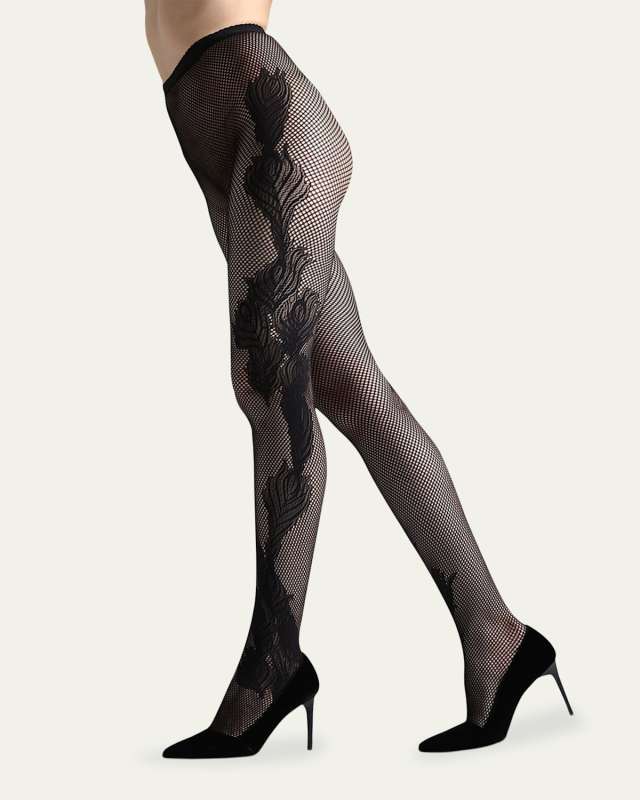 2-Pack Peacock Feather & Shimmer Sheer Tights